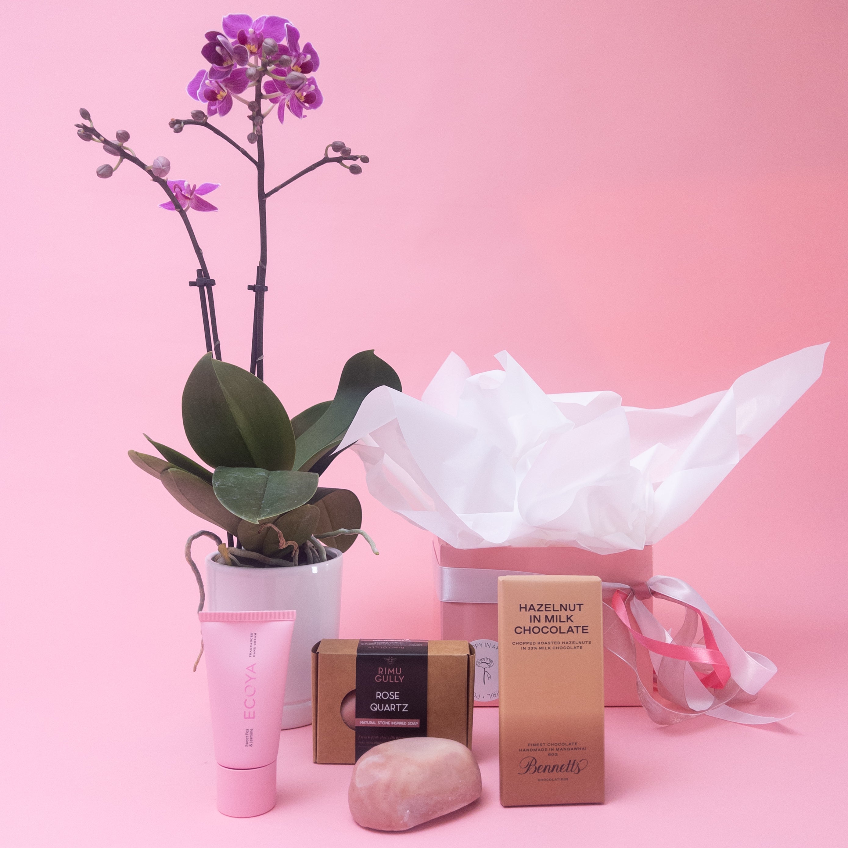 Mothers Day Orchid and Treats Gift Box